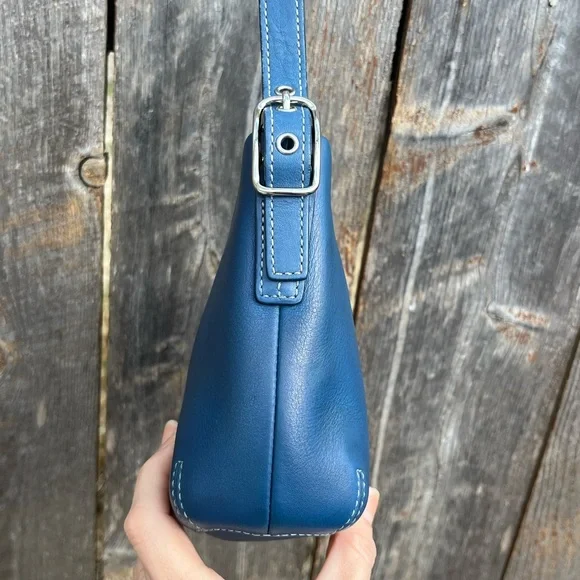 ◎Rare◎vintage◎COACH Mini Duffel Sac Blue NWT Coach Blue Leather Mini Small Duffle Vintage - Etsy